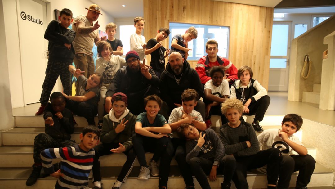 Samy Deluxe, rapper, Nico H&uuml;ls, l-r, Hamburg, 2018, Porsche AG