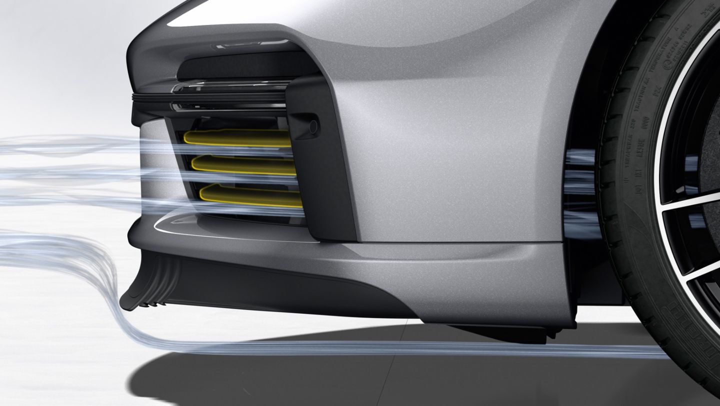911 Turbo S, deflectores de aire de refrigeración, Porsche Active Aerodynamics (PAA), 2020, Porsche AG