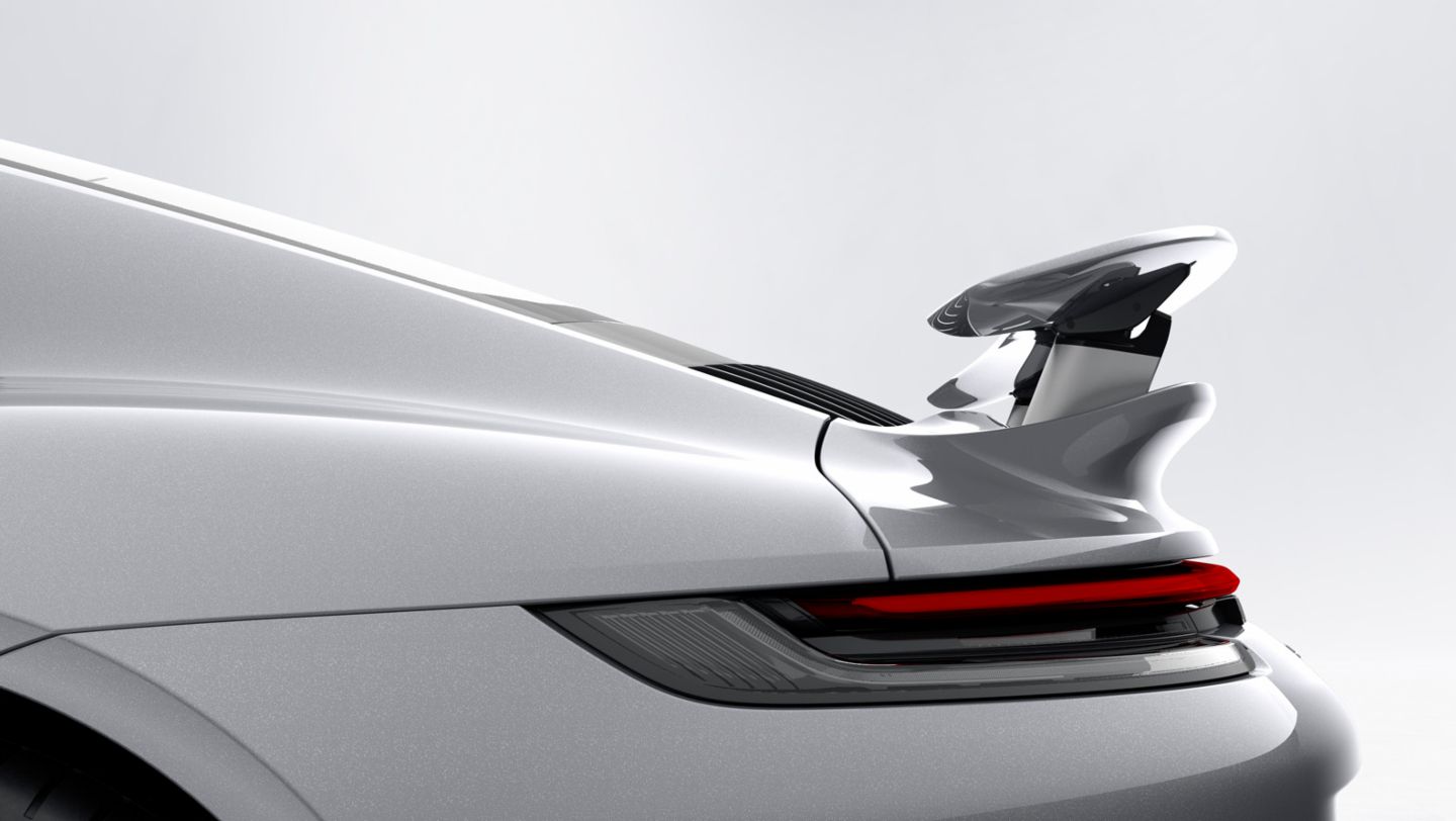 911 Turbo S, alerón trasero, Porsche Active Aerodynamics (PAA), 2020, Porsche AG