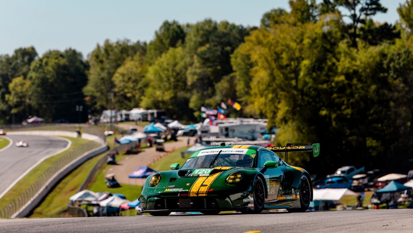 Porsche 911 GT3 R, Wright Motorsports (#120), Adam Adelson (USA), Elliott Skeer (USA), Jan Heylen (B), IMSA, Road Atlanta, USA, 2024, Porsche AG