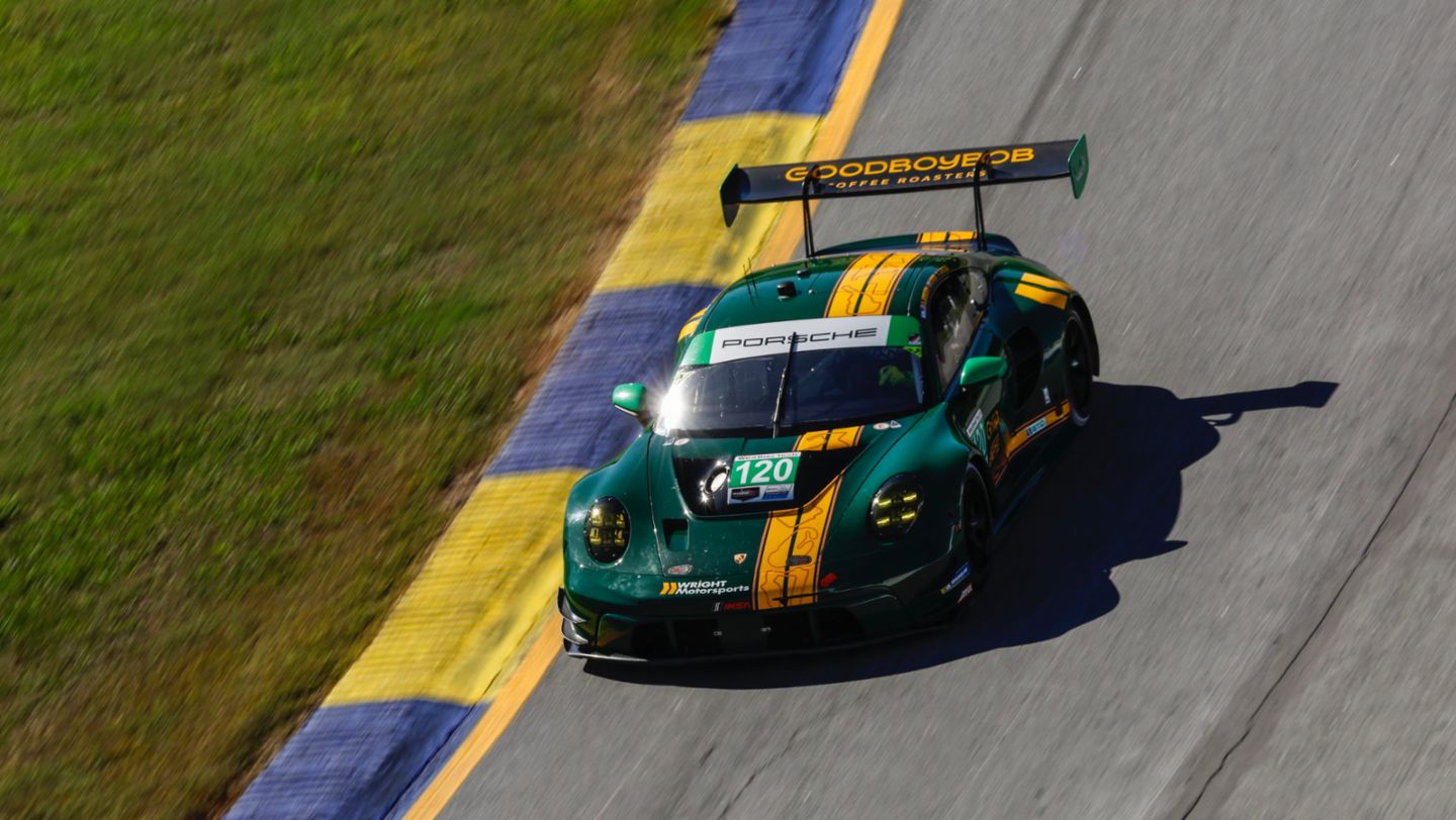 Porsche 911 GT3 R, Wright Motorsports (#120), Adam Adelson (USA), Elliott Skeer (USA), Jan Heylen (B), IMSA, Road Atlanta, USA, 2024, Porsche AG