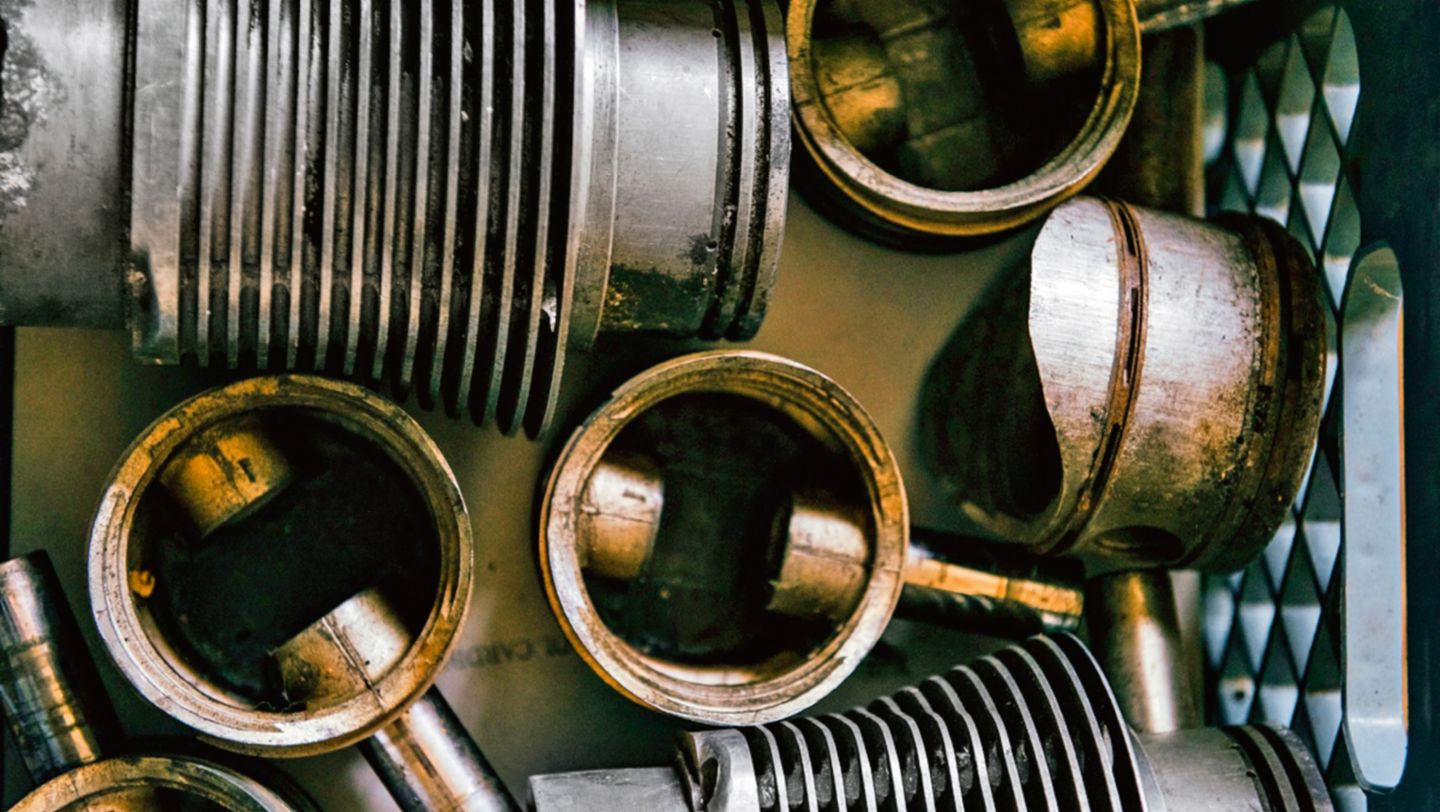 Pistones de 80 milímetros de la época de producción del pre-A, 2016, Porsche AG