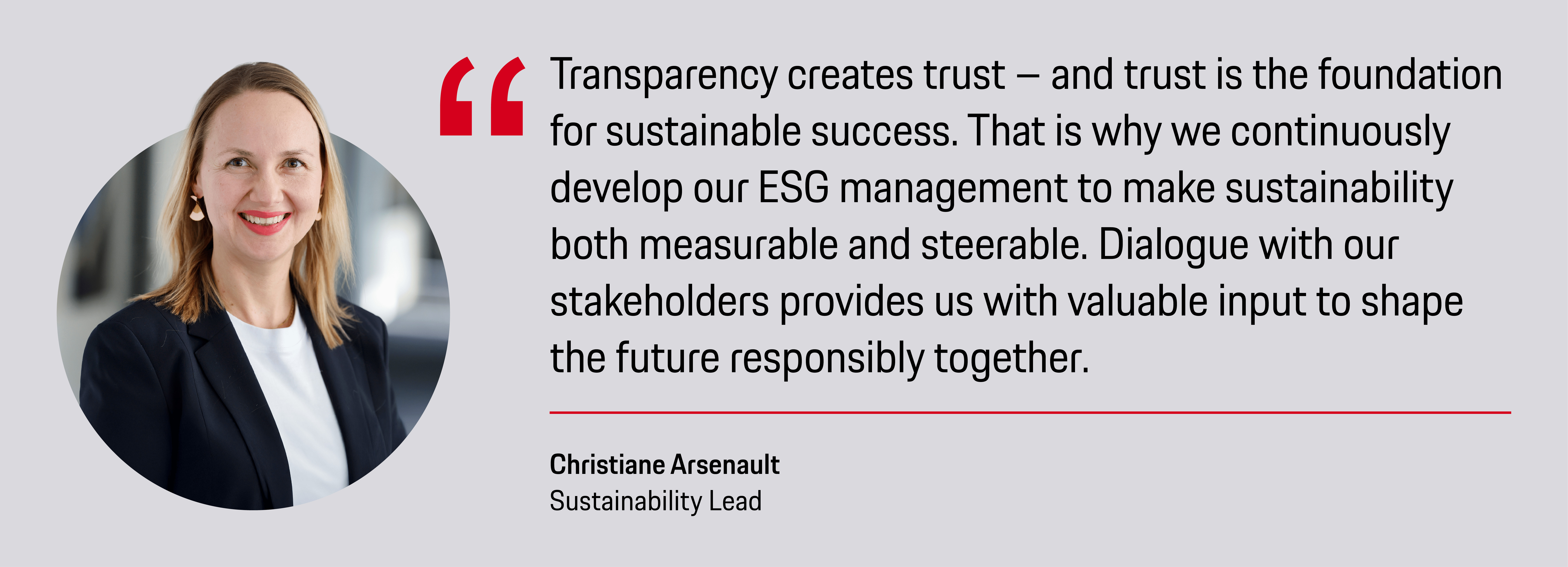 Christiane Arsenault, Sustainability Lead, 2026, Porsche AG